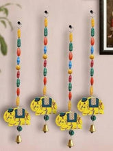 Pack Of 4 Handmade Wall Hangings for Home Decoration Toran Elephant Latkans with Bells, Home Decor, Indian Wedding favors, Diwali Gift